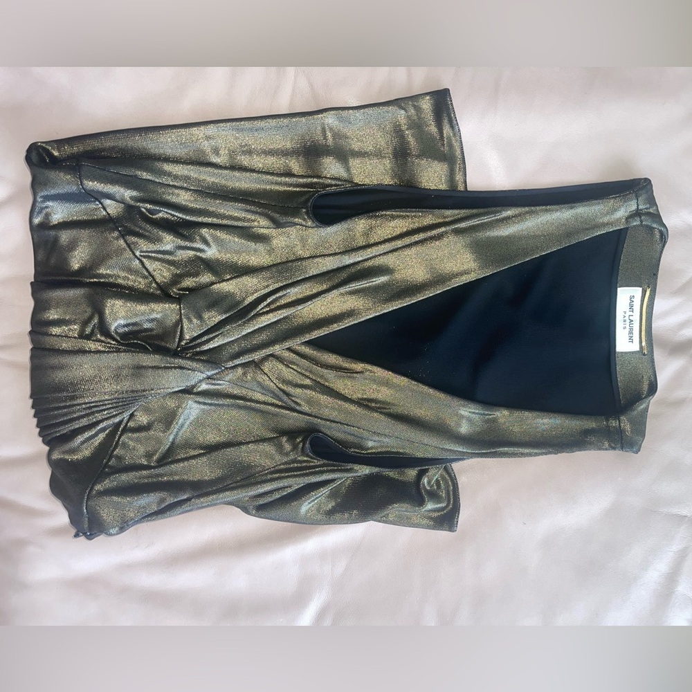 SAINT LAURENT
Jersey Twist Front Sleeveless Dress - size 36. - small - gold - Picture 9 of 16